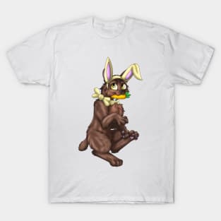 Bobtail BunnyCat: Chocolate (Yellow) T-Shirt